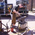 Jake the blacksmith brought his portable forge to do his demonstration. This is how Ellis (Elias) Hall, the last blacksmith to work at the Smithy made a living when demand for his work was waning - he drove out to farms and customers rather than them coming to the Smithy.